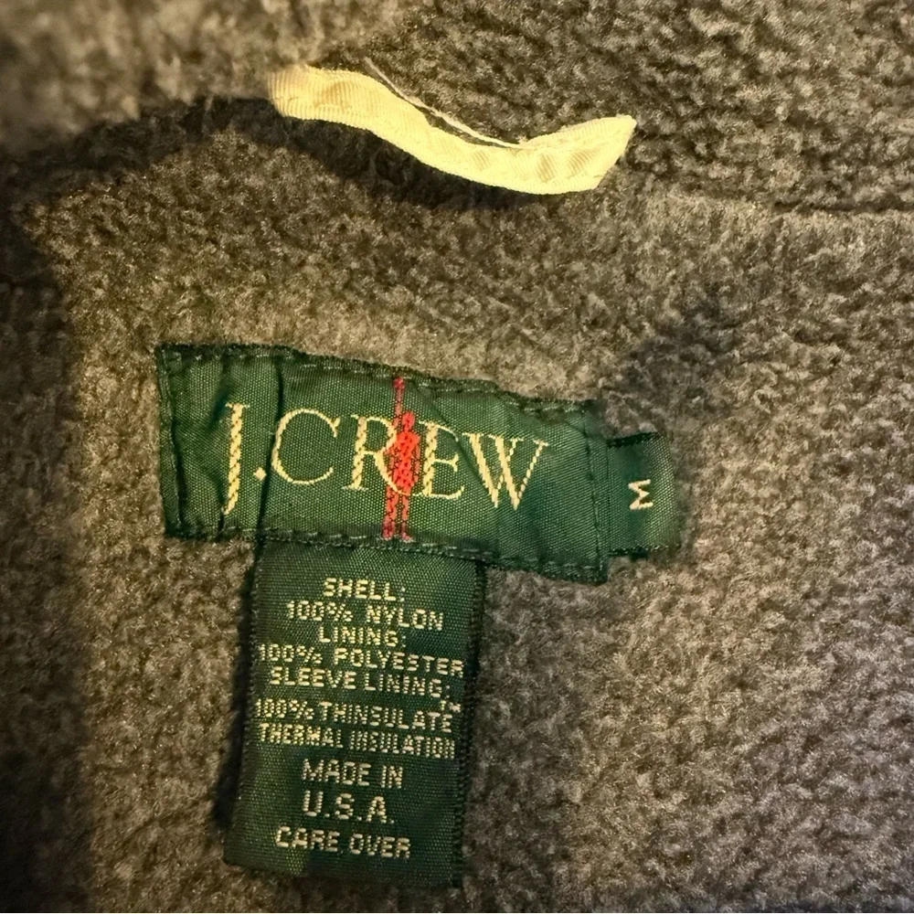 Vintage J Crew Winter Jacket Men’s M Ivory Grey Fleece Lined Outdoor Gorpcore 90
